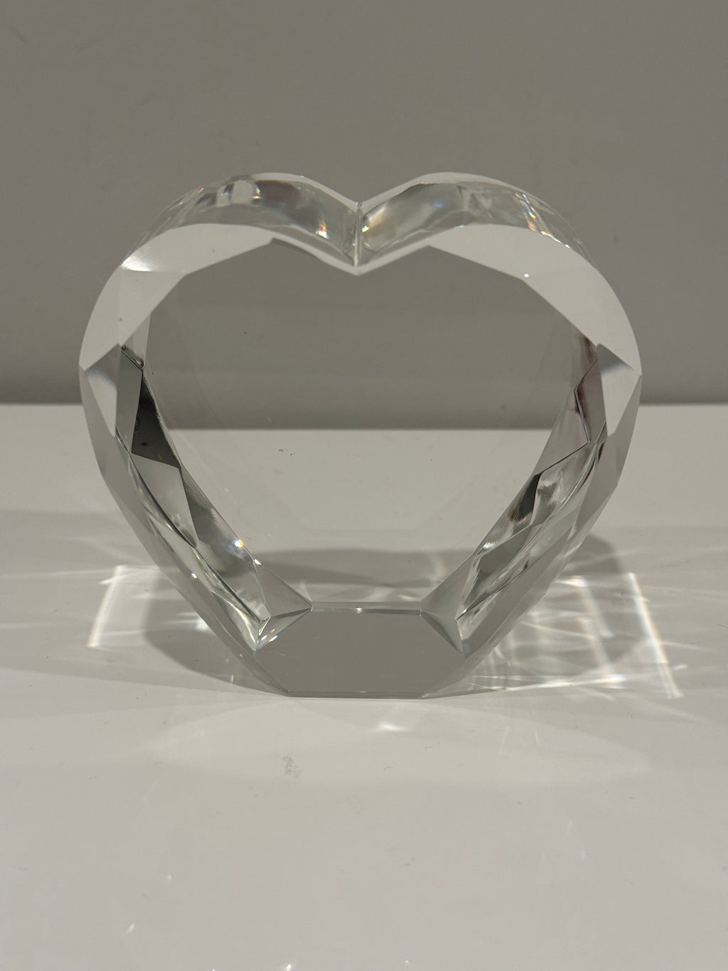 Slim Precision-Cut Faceted Crystal Heart