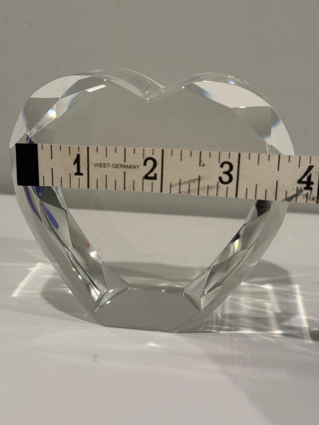 Slim Precision-Cut Faceted Crystal Heart