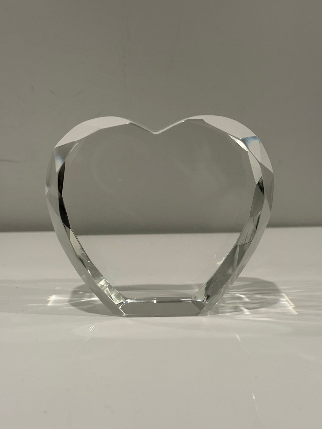Slim Precision-Cut Faceted Crystal Heart