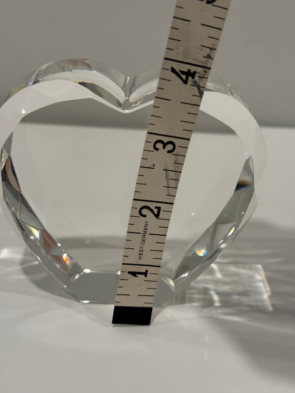 Slim Precision-Cut Faceted Crystal Heart