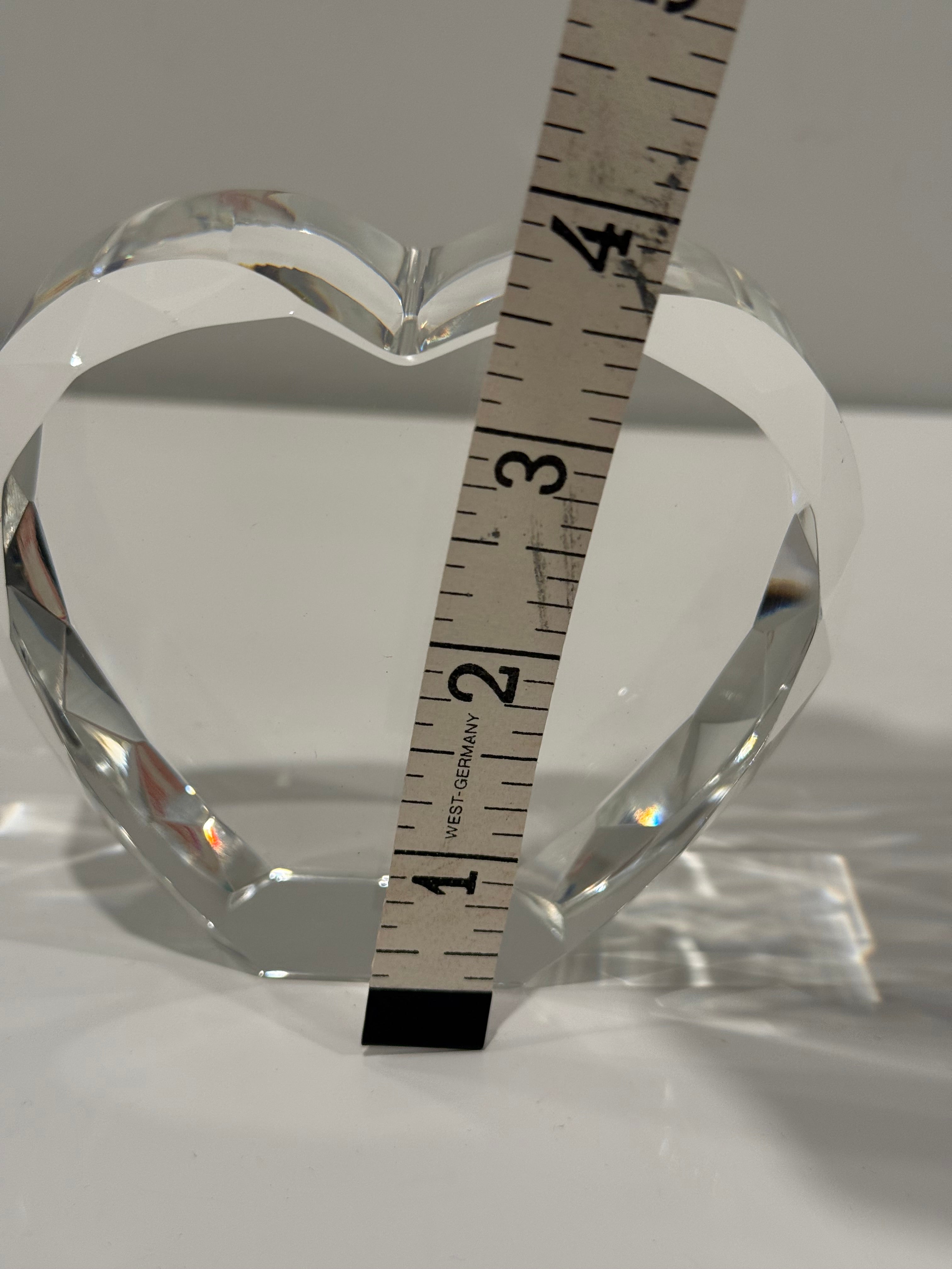 Slim Precision-Cut Faceted Crystal Heart