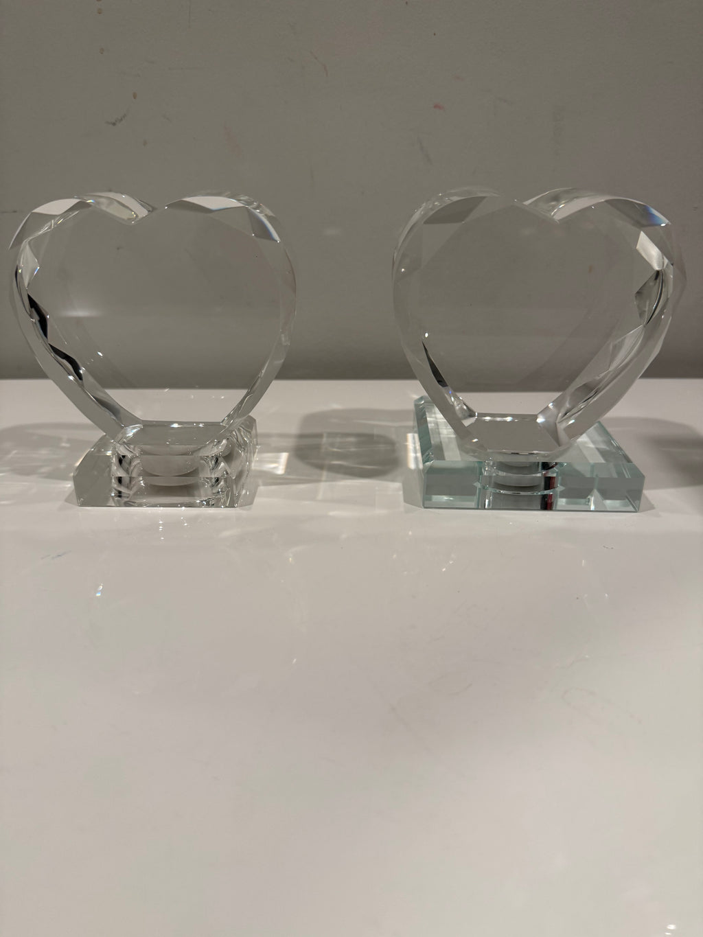 Slim Precision-Cut Faceted Crystal Heart