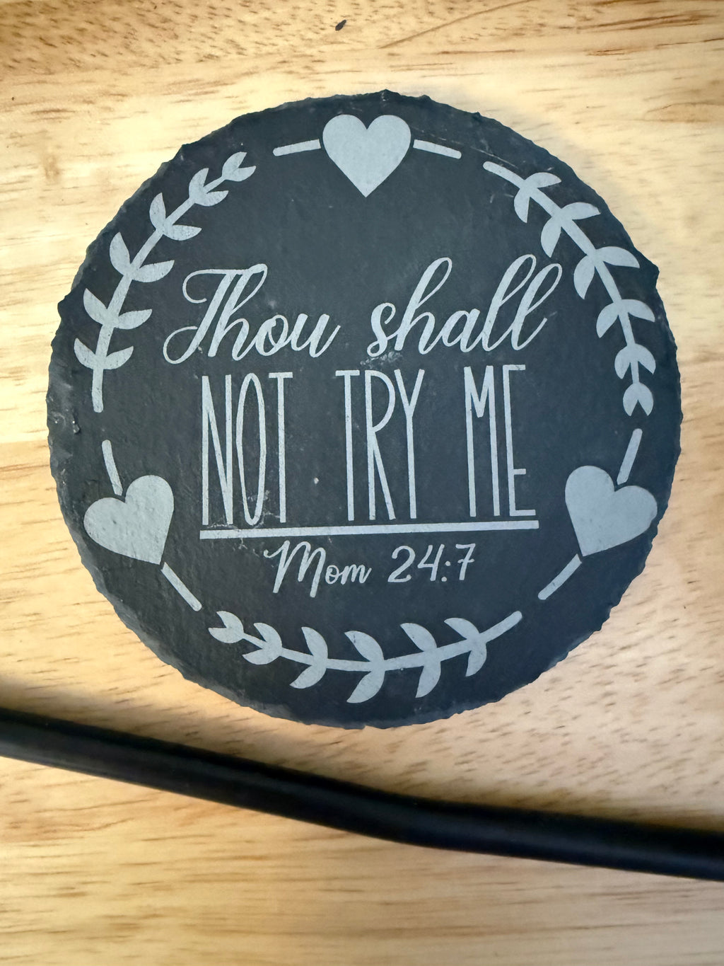 Custom Laser-Engraved Slate Coasters – Set of [4/6] – Personalized Natural Stone Decor