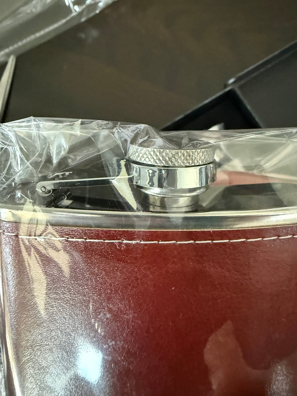 Custom Engraved Leather Wrapped Stainless Steel Flask Set (8oz)